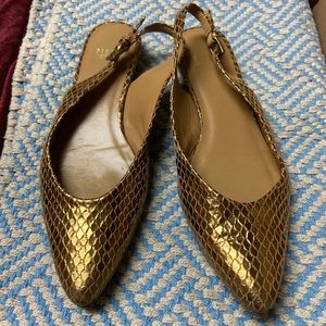 Stuart Weitzman Gold Slingback Flats! Barely worn!